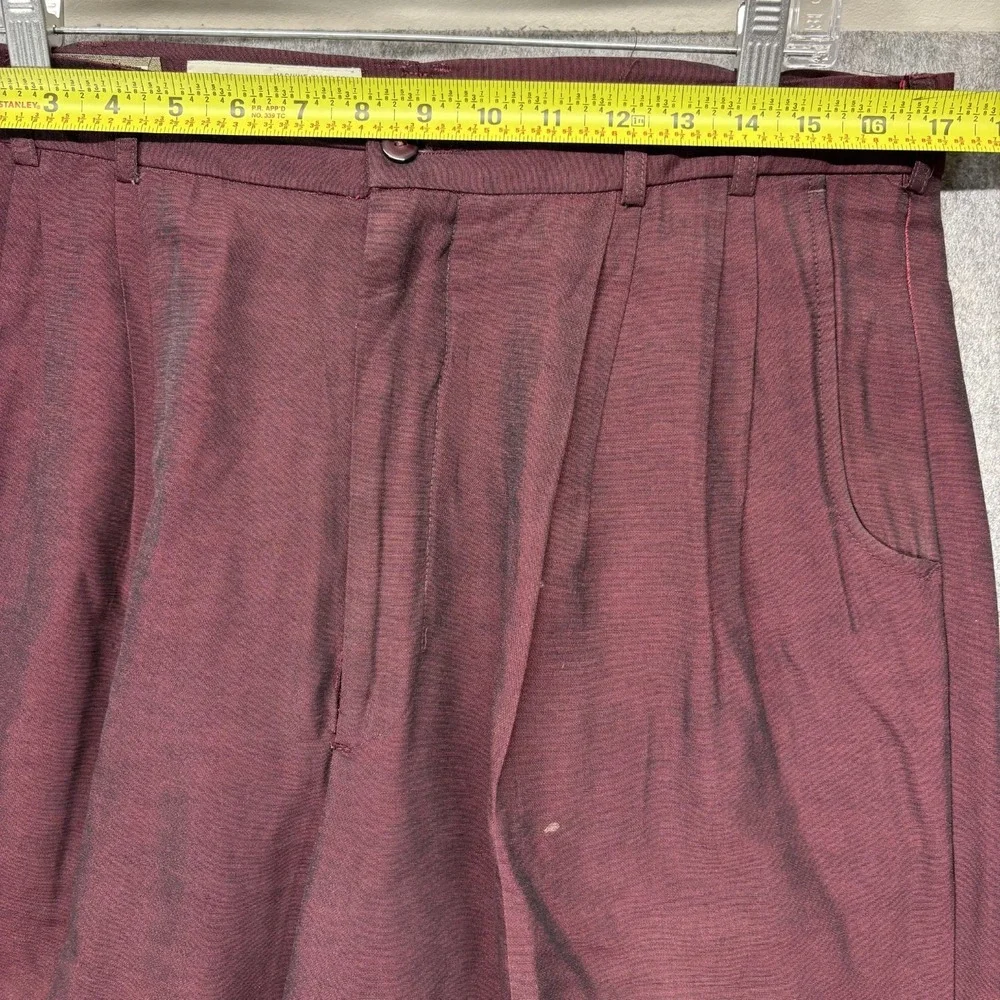 True Vintage Policy Designs Trouser Pants Rayon Maroon Men's 34x26 Balloon 60s